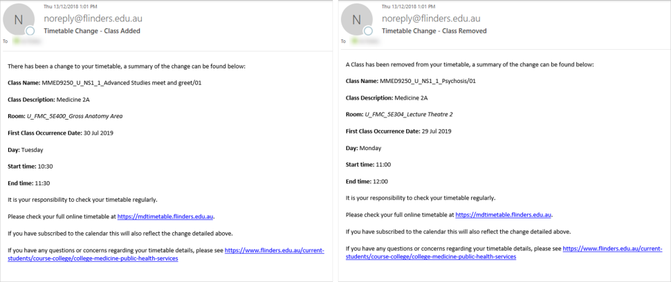 Examples of notification emails